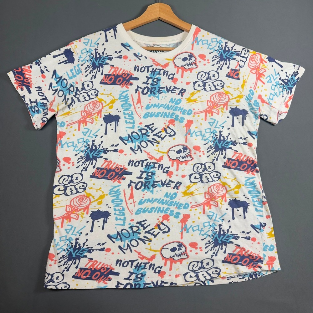 Eighty Eight Brand Graphic T-Shirt Men's Medium Graffiti Skull Streetwear Cotton
